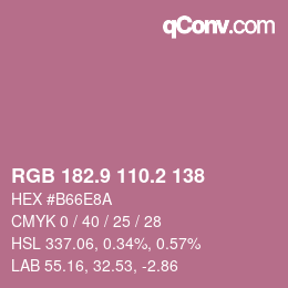 カラーコード: RGB 182.9 110.2 138 | qconv.com