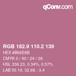 Color code: RGB 182.9 110.2 139 | qconv.com