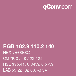 Color code: RGB 182.9 110.2 140 | qconv.com