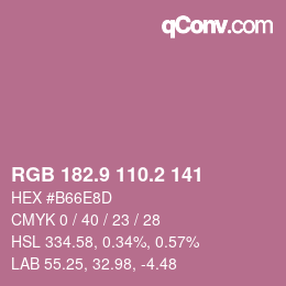 カラーコード: RGB 182.9 110.2 141 | qconv.com