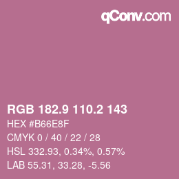 カラーコード: RGB 182.9 110.2 143 | qconv.com