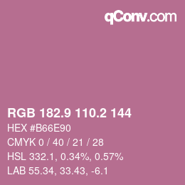 Farbcode: RGB 182.9 110.2 144 | qconv.com