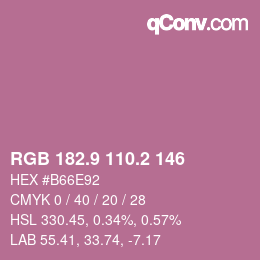 カラーコード: RGB 182.9 110.2 146 | qconv.com
