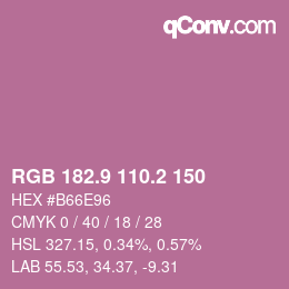 カラーコード: RGB 182.9 110.2 150 | qconv.com