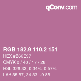 カラーコード: RGB 182.9 110.2 151 | qconv.com