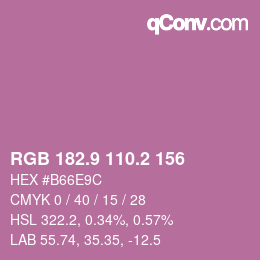 カラーコード: RGB 182.9 110.2 156 | qconv.com