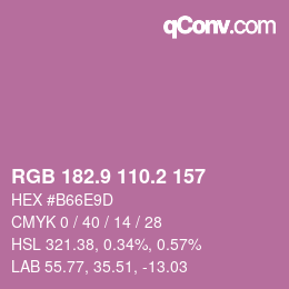 カラーコード: RGB 182.9 110.2 157 | qconv.com