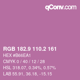 カラーコード: RGB 182.9 110.2 161 | qconv.com