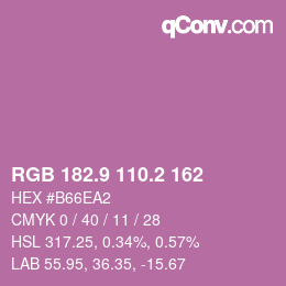 カラーコード: RGB 182.9 110.2 162 | qconv.com