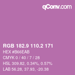 カラーコード: RGB 182.9 110.2 171 | qconv.com