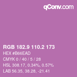 カラーコード: RGB 182.9 110.2 173 | qconv.com