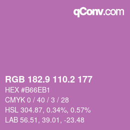 カラーコード: RGB 182.9 110.2 177 | qconv.com