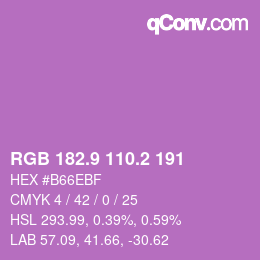 カラーコード: RGB 182.9 110.2 191 | qconv.com