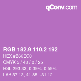 カラーコード: RGB 182.9 110.2 192 | qconv.com