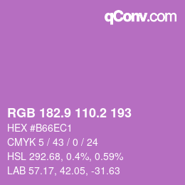 カラーコード: RGB 182.9 110.2 193 | qconv.com