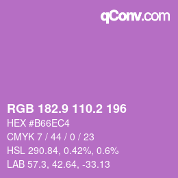 カラーコード: RGB 182.9 110.2 196 | qconv.com