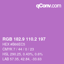 カラーコード: RGB 182.9 110.2 197 | qconv.com