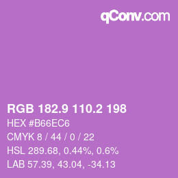 カラーコード: RGB 182.9 110.2 198 | qconv.com