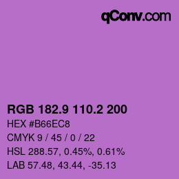 カラーコード: RGB 182.9 110.2 200 | qconv.com