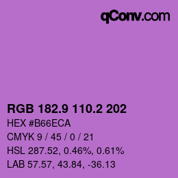 カラーコード: RGB 182.9 110.2 202 | qconv.com