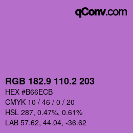 カラーコード: RGB 182.9 110.2 203 | qconv.com