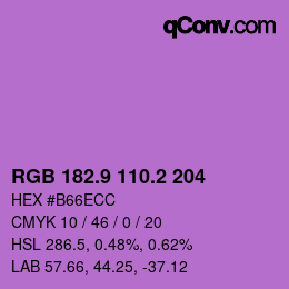 カラーコード: RGB 182.9 110.2 204 | qconv.com