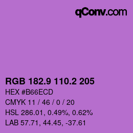 カラーコード: RGB 182.9 110.2 205 | qconv.com