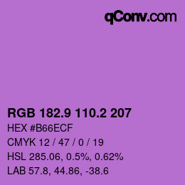 カラーコード: RGB 182.9 110.2 207 | qconv.com
