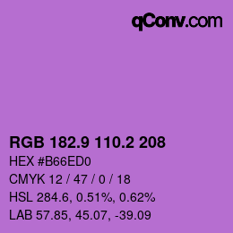 カラーコード: RGB 182.9 110.2 208 | qconv.com