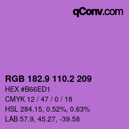 カラーコード: RGB 182.9 110.2 209 | qconv.com