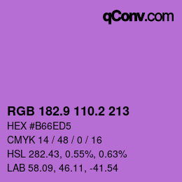 カラーコード: RGB 182.9 110.2 213 | qconv.com