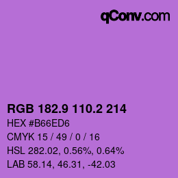 カラーコード: RGB 182.9 110.2 214 | qconv.com