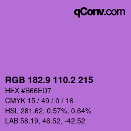 カラーコード: RGB 182.9 110.2 215 | qconv.com