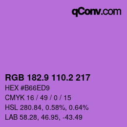 カラーコード: RGB 182.9 110.2 217 | qconv.com