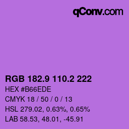 カラーコード: RGB 182.9 110.2 222 | qconv.com