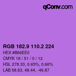 カラーコード: RGB 182.9 110.2 224 | qconv.com