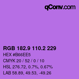 カラーコード: RGB 182.9 110.2 229 | qconv.com
