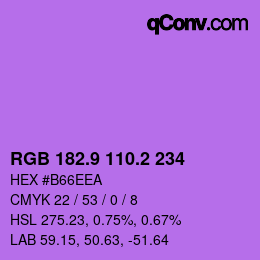 カラーコード: RGB 182.9 110.2 234 | qconv.com