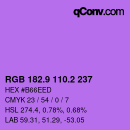 カラーコード: RGB 182.9 110.2 237 | qconv.com