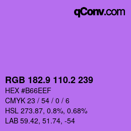 カラーコード: RGB 182.9 110.2 239 | qconv.com