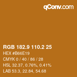 Color code: RGB 182.9 110.2 25 | qconv.com