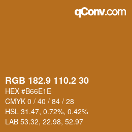 Color code: RGB 182.9 110.2 30 | qconv.com