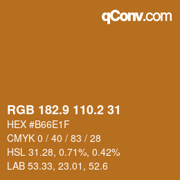 カラーコード: RGB 182.9 110.2 31 | qconv.com