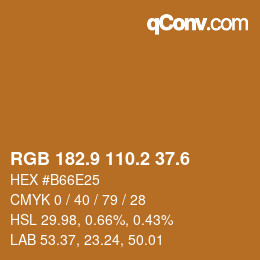 カラーコード: RGB 182.9 110.2 37.6 | qconv.com