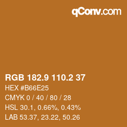 カラーコード: RGB 182.9 110.2 37 | qconv.com