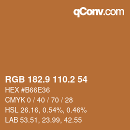 Color code: RGB 182.9 110.2 54 | qconv.com
