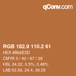 カラーコード: RGB 182.9 110.2 61 | qconv.com