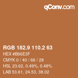 Color code: RGB 182.9 110.2 63 | qconv.com