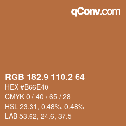 カラーコード: RGB 182.9 110.2 64 | qconv.com
