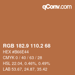 Color code: RGB 182.9 110.2 68 | qconv.com